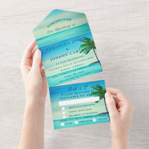 Beach Sunset Tropical Destination Hawaii Summer A All In One Invitation