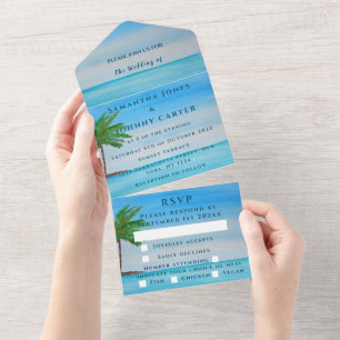 Beach Sunset Tropical Destination Hawaii Summer All In One Invitation