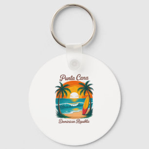 Beach Sunset Vacation Trip Punta Cana Dominican Re Keychain