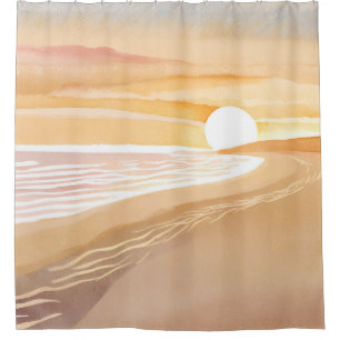 Beach Sunset Watercolor   Beautiful Yellow
