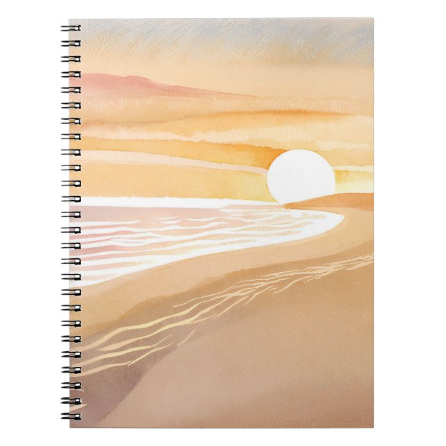 Beach Sunset Watercolor | Beautiful Yellow  Notebook (Front)