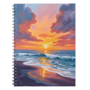 Beach Sunset Watercolor Ocean Painting Notebook