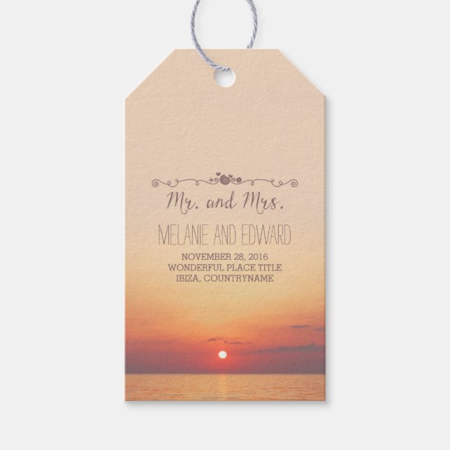 Beach Sunset Wedding Gift Tags (Front)