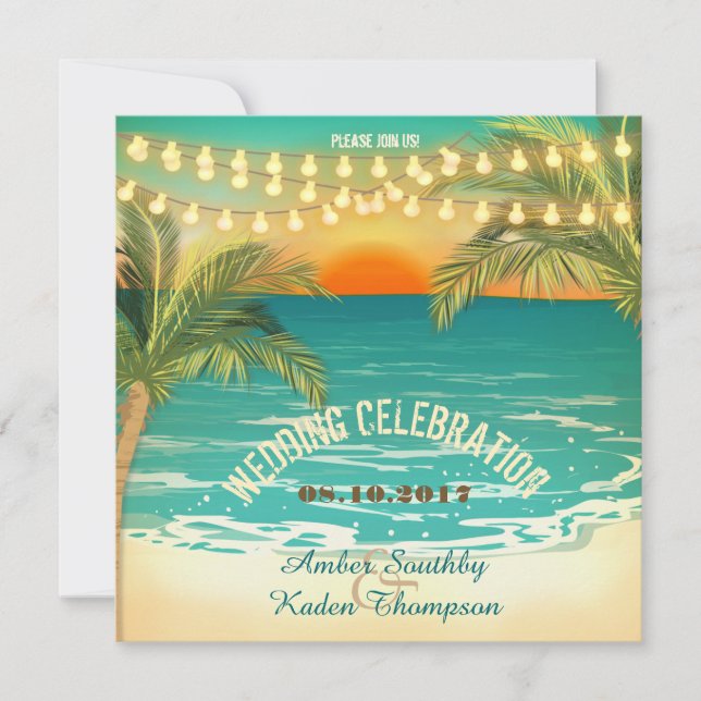Beach Sunset Wedding Invitation (Front)
