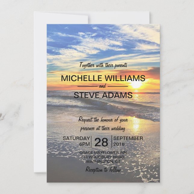 Beach Sunset Wedding Invitation (Front)