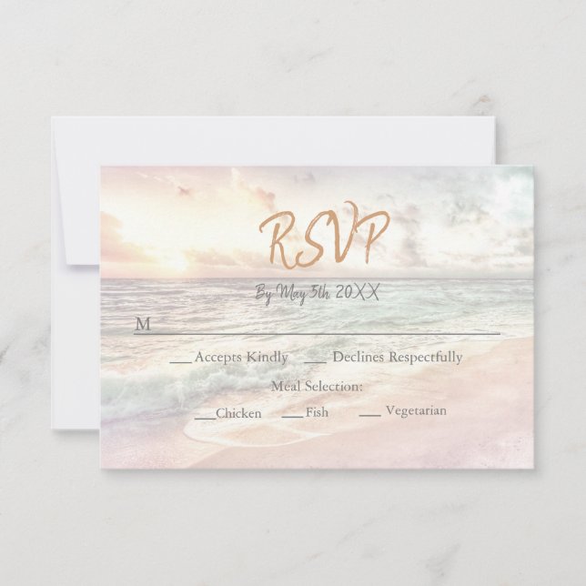 Beach Sunset Wedding RSVP Card (Front)
