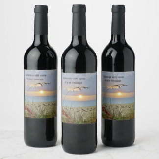 Beach Sunset Wine Label