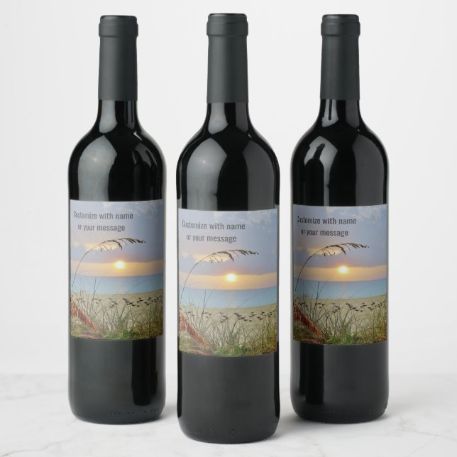 Beach Sunset Wine Label (Bottles)