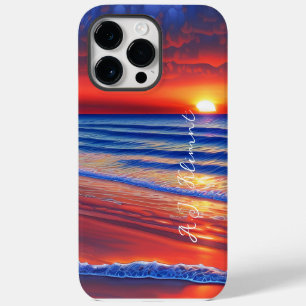 Beach Sunset with Personalized Name iPhone 14 Pro Max Case