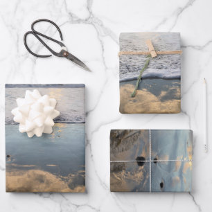Beach Sunset Wrapping Paper Flat Sheet Set of 3