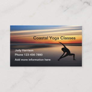 Beach Sunset Yoga Class Design Business Card
