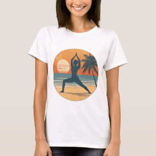 Beach Sunset Yoga Silhouette   Coastal Yogi Life T-Shirt