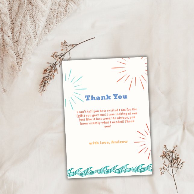 Beach Sunshine Here Comes The Son Baby Shower  Thank You Card (Beach Sunshine Here Comes The Son Baby Shower Thank You Card)