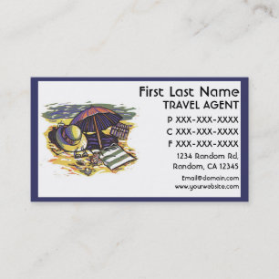 Beach supplies theme Travel agent business cards