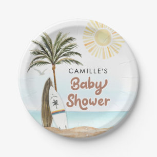 Beach Surf Baby Shower Paper Plate