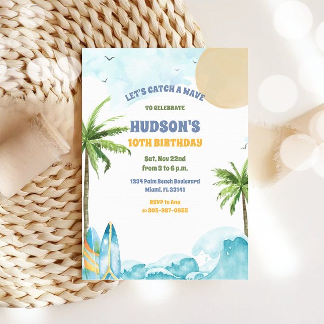 Beach Surf Birthday Party Invitation (Creator Uploaded)