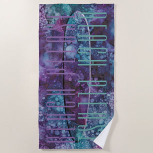 Beach Surf Board Impression Purple Blues Towel