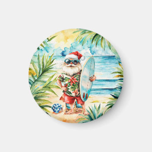 Beach Surf Christmas Party with Santa Claus Magnet