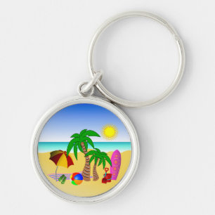 Beach Surf Fun Colourful Premium Round Key Rings