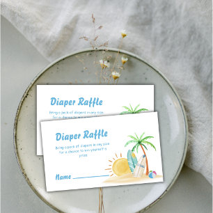 Beach Surf Sun Palm Diaper Raffle Baby Shower Enclosure Card
