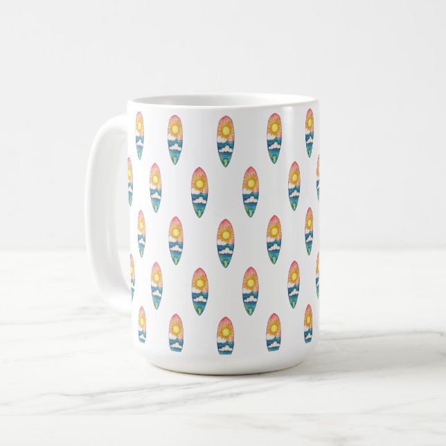 Beach Surfboard Pattern Mug (Front Left)