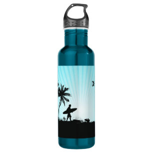 Beach Surfer custom name water bottles