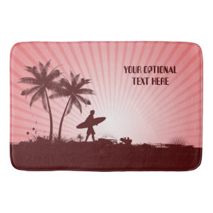 Beach Surfer custom text bath mats