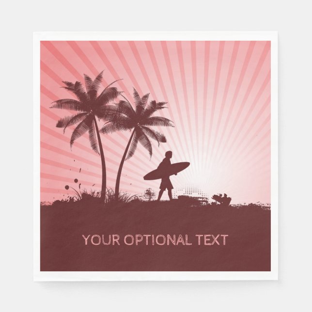 Beach Surfer custom text paper napkins (Front)