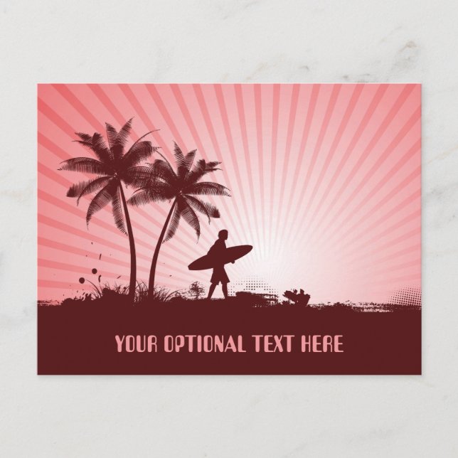 Beach Surfer custom text postcard (Front)