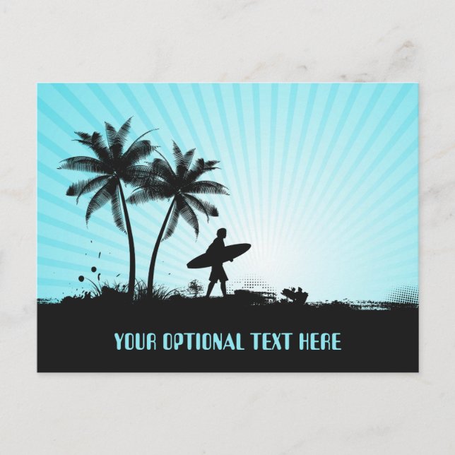 Beach Surfer custom text postcard (Front)