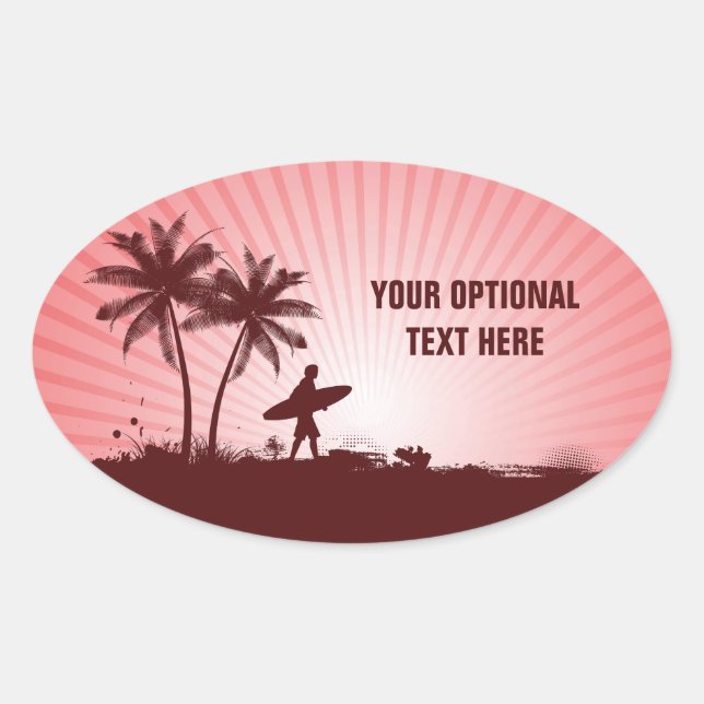 Beach Surfer custom text stickers (Front)