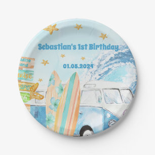 Beach Surfing Birthday Party Paper Plate
