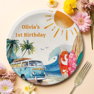 Beach Surfing Birthday Party Paper Plates