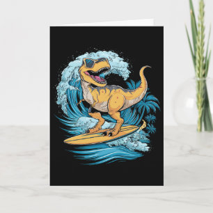 Beach Surfing Dinosaur T-rex Surfer  Card