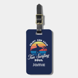 Beach surfing soul, fun cool custom personalize luggage tag
