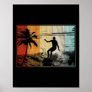 Beach Surfing Surfboard Vintage Retro Surfboarder Poster