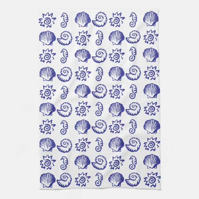 Beach symbols kitchen towel (Vertical)