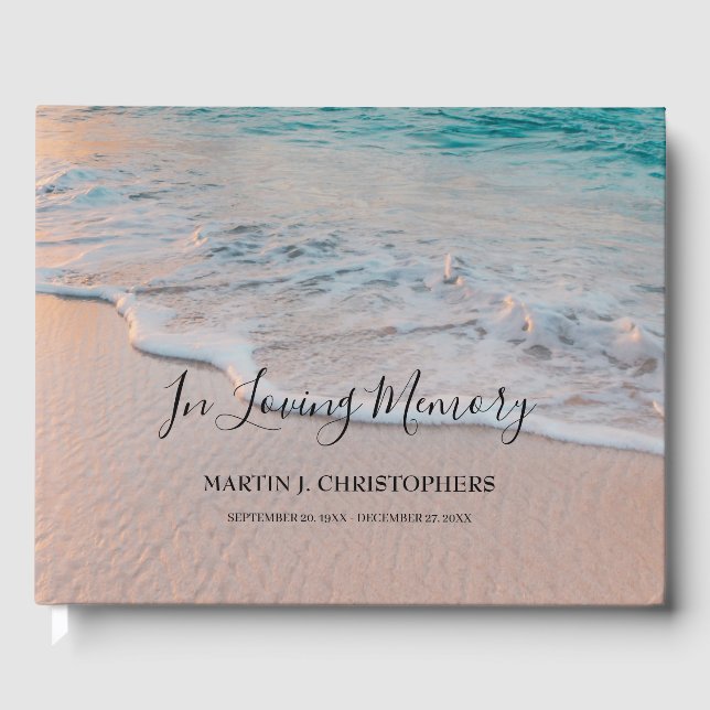 Beach Sympathy Funeral Memorial Guest Book (Front)
