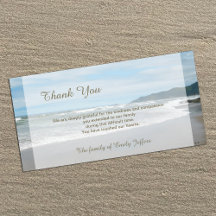 Beach Sympathy Thank You Memorial Photo Card