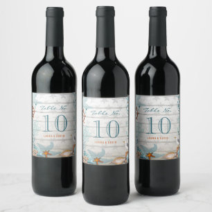 Beach Table number   Custom Wine Label