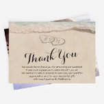 Beach Thank You Note | Photo Wedding<br><div class="desc">Wedding thank you note on a flat invitation card is a simple way to thank those who attended your wedding day. The card features a summer tropical beach island background, a vintage sandy beach with two hearts in the shoreline, your initials, a thank you note. On the reverse is a...</div>