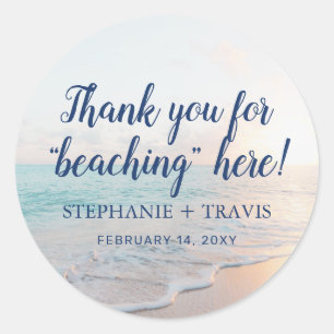 Beach Thank You Personalized Wedding Favour Classic Round Sticker