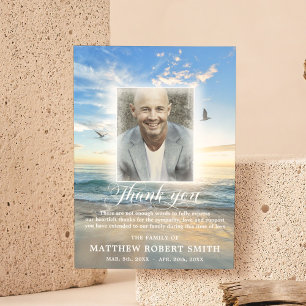 Beach Thank You Sympathy Funeral Memorial PHOTO Card