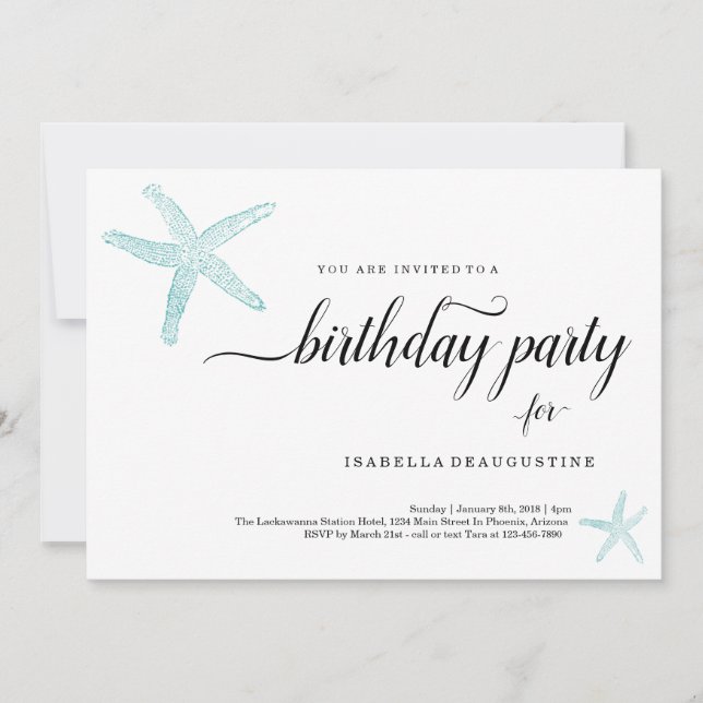 Beach Theme Birthday Party Invitation (Front)