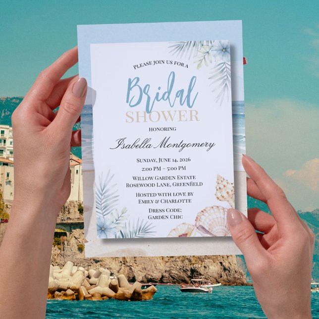 Beach Theme Bridal Shower Invitation (Tropical Beach Theme Bridal Shower Invitations
)
