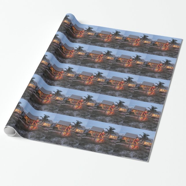 Beach theme Christmas Wrapping Paper (Unrolled)