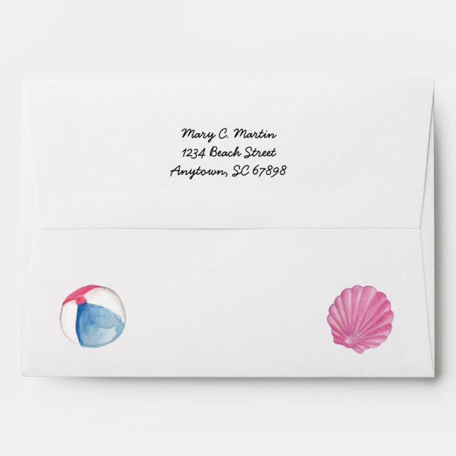 Beach Theme Custom with Return Address Envelope (Back (Top Flap))
