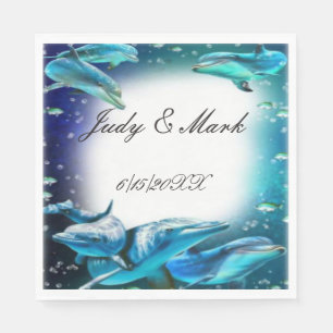 Beach Theme Dolphin Wedding Paper Napkin