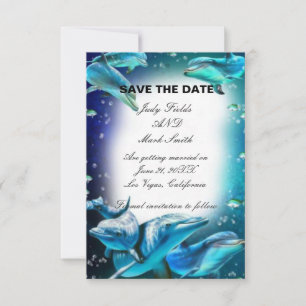 Beach Theme Dolphin Wedding Save The Date Card