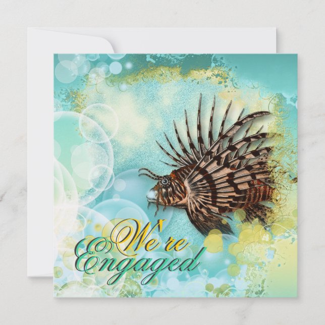 Beach theme engagement elegant aqua invitation (Front)